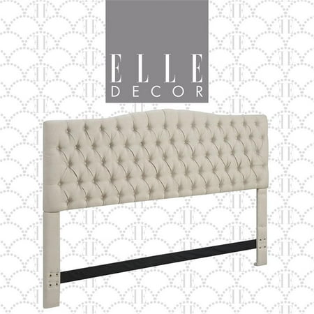 Elle Decor - Celeste Contemporary Tufted Fabric 78" King Upholstered Headboard - Beige