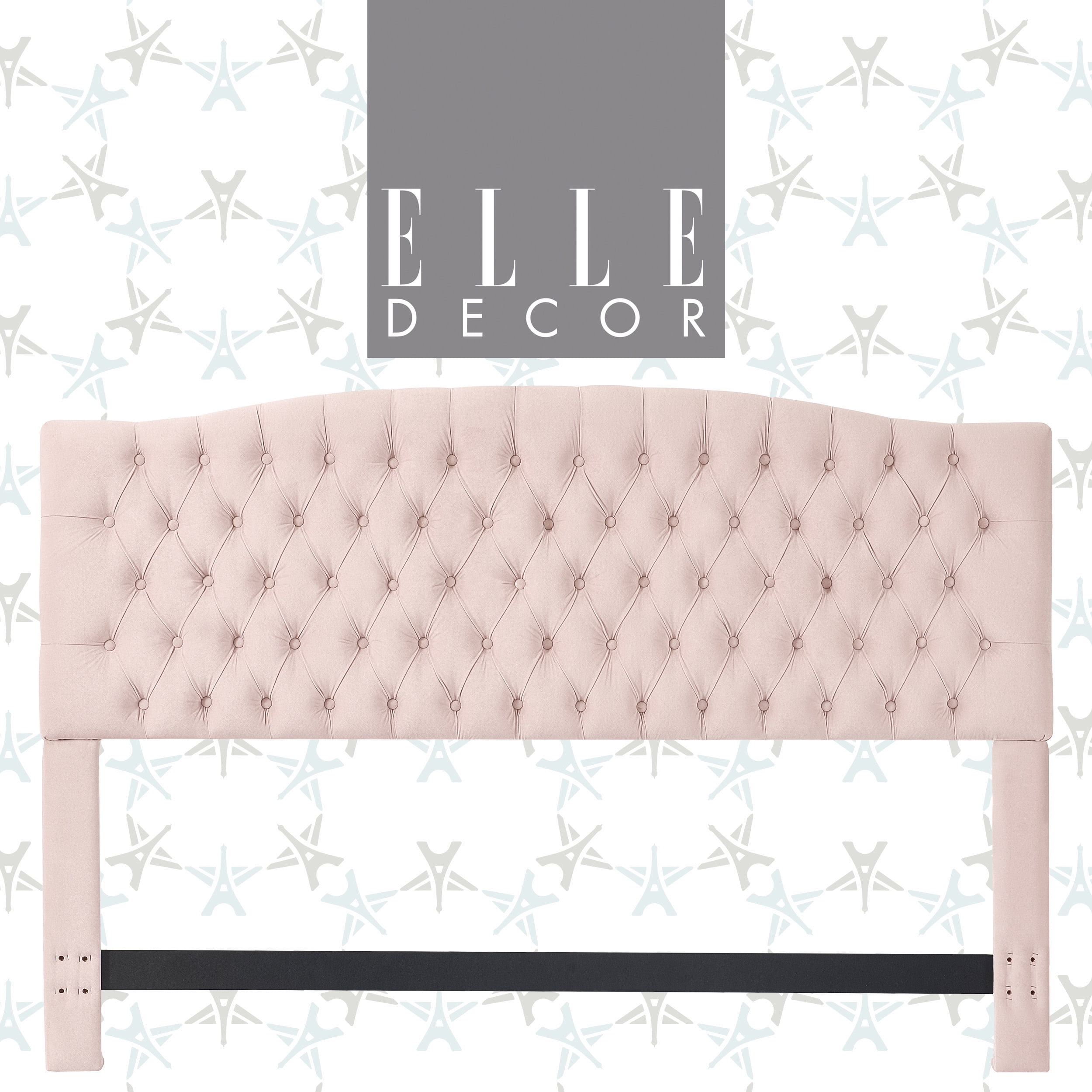 Elle Decor Celeste King Size Headboard Blush Pink Velvet
