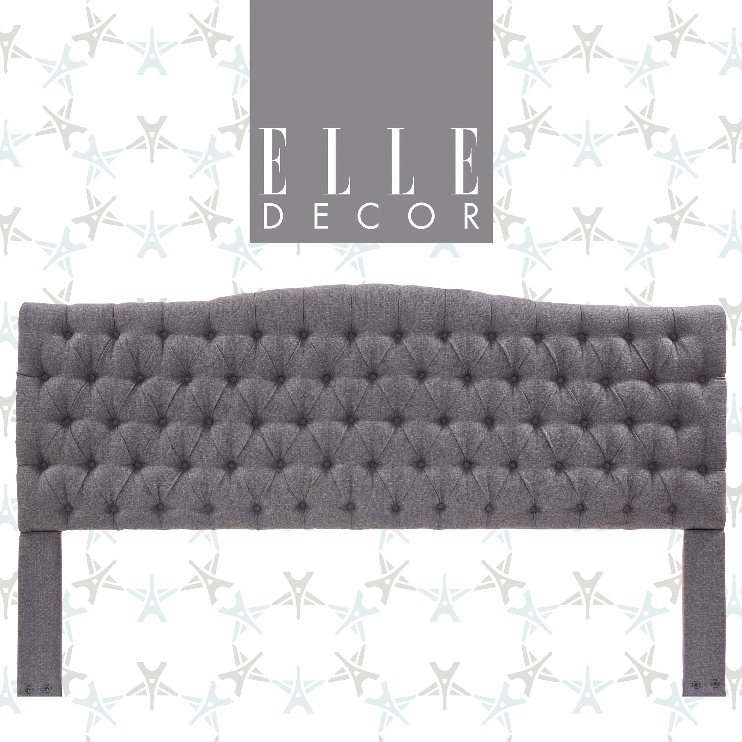 King Dark Gray Tufted Upholstered Wood Headboard