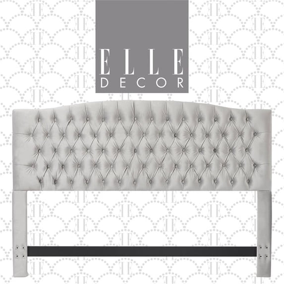 Elle Decor Celeste King Size Headboard Pearl Grey Velvet