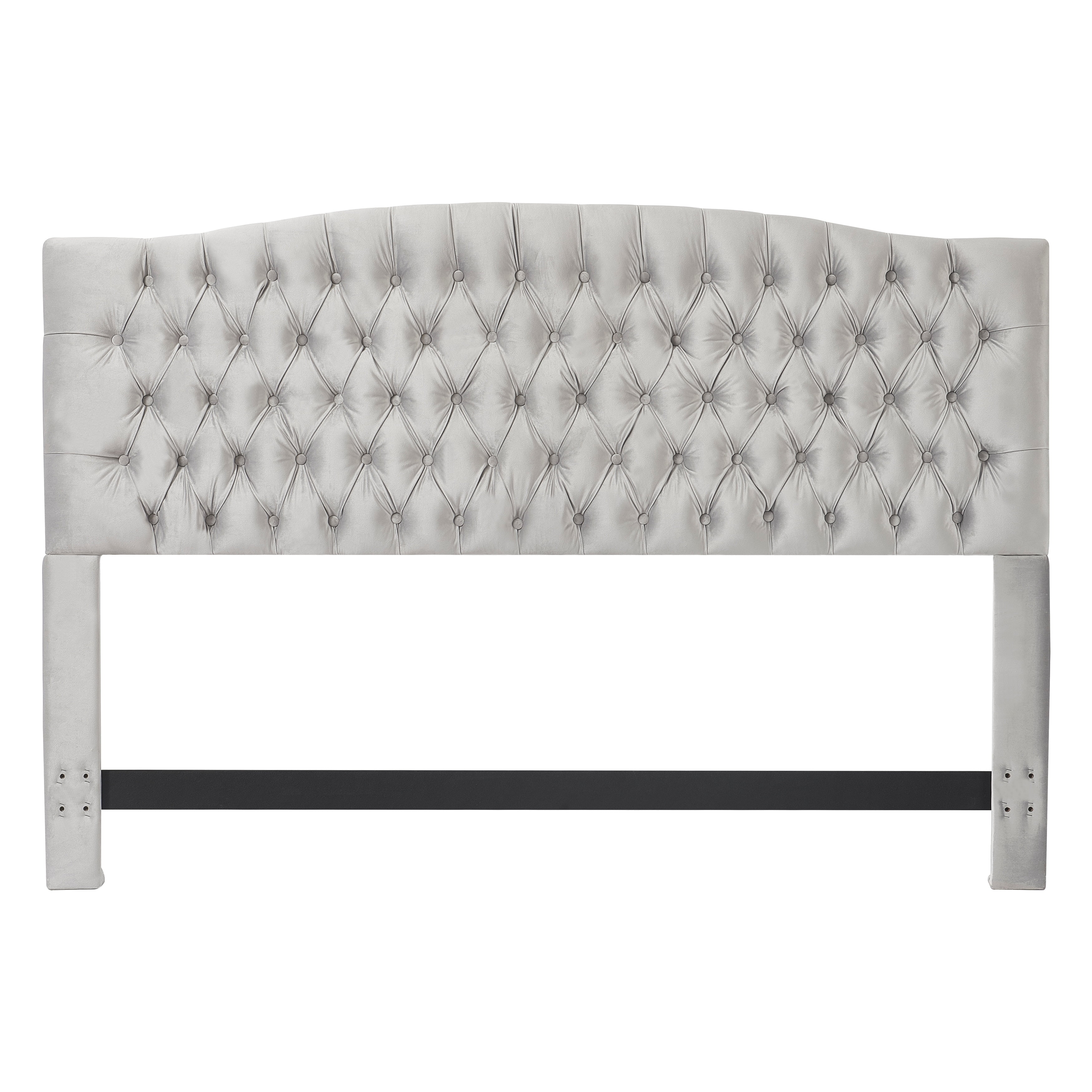 Elle Decor Celeste Queen Size Headboard Pearl Grey Velvet