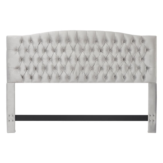 Elle Decor Celeste Queen Size Headboard Pearl Grey Velvet