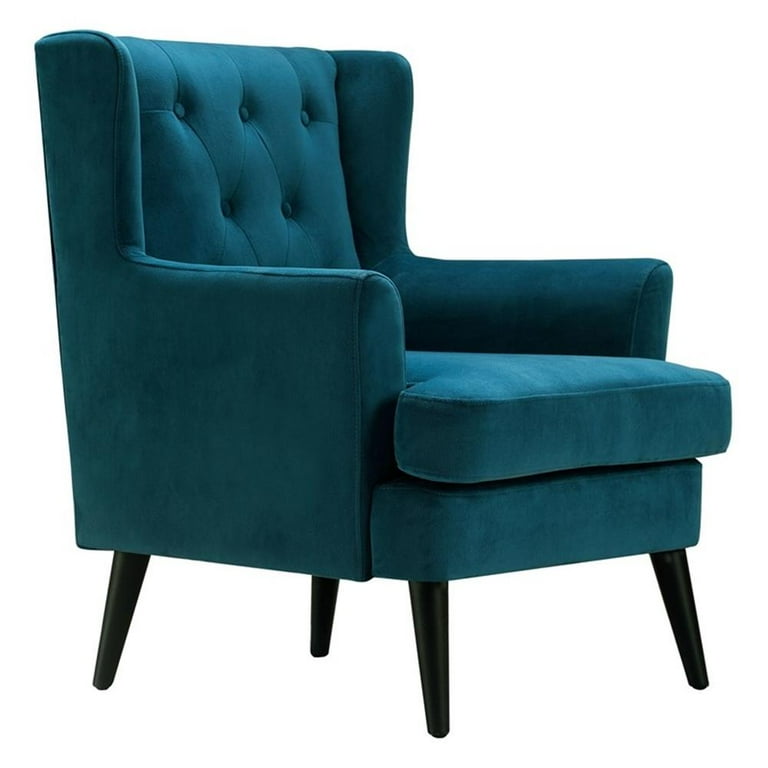 Elle Decor Celeste Tufted Velvet Accent Chair French Teal