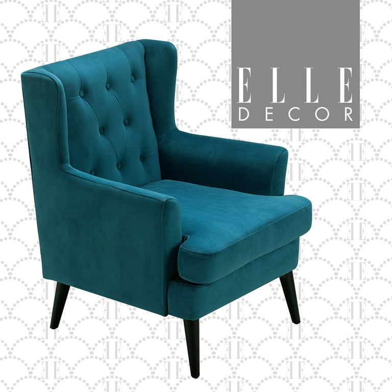 Elle Decor Celeste Tufted Velvet Accent Chair Teal
