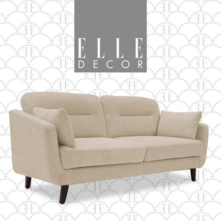 Elle Decor - Chloe Mid-Century Modern 2-Seat Fabric Loveseat - Beige