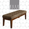 thumbnail image 1 of Elle Decor Claire Mid Century Modern Bench with Tufted Cushion, Vanilla Cream, 1 of 6