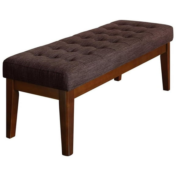 Elle Decor Claire Tufted Bench in Chocolate Brown