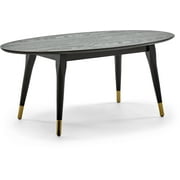 Elle Decor Clemintine Mid-Century Modern Living Room Furniture Collection, Oval Coffee Table, French Black