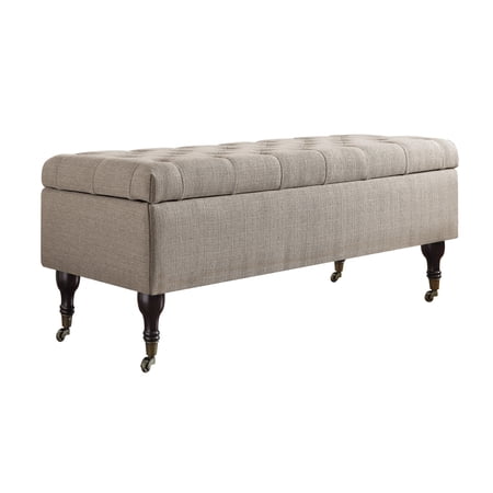 Elle Decor Collette Tufted Storage Bench in French Linen