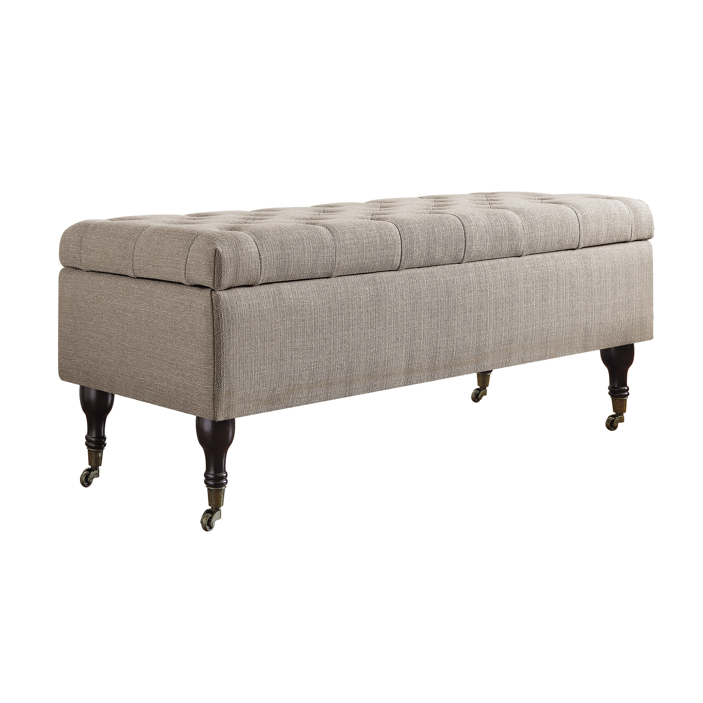 Elle Decor Collette Tufted Storage Bench with Wheels, French Linen