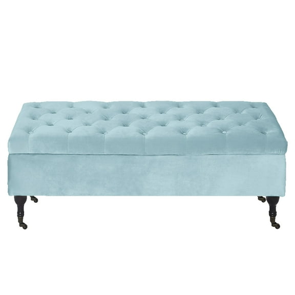 True Innovations and Design (USA) LLC Elle Decor Collette Tufted 50" Storage Bench Blue Manufactured Wood Polyester,Metal Storage,Tufted Velvet