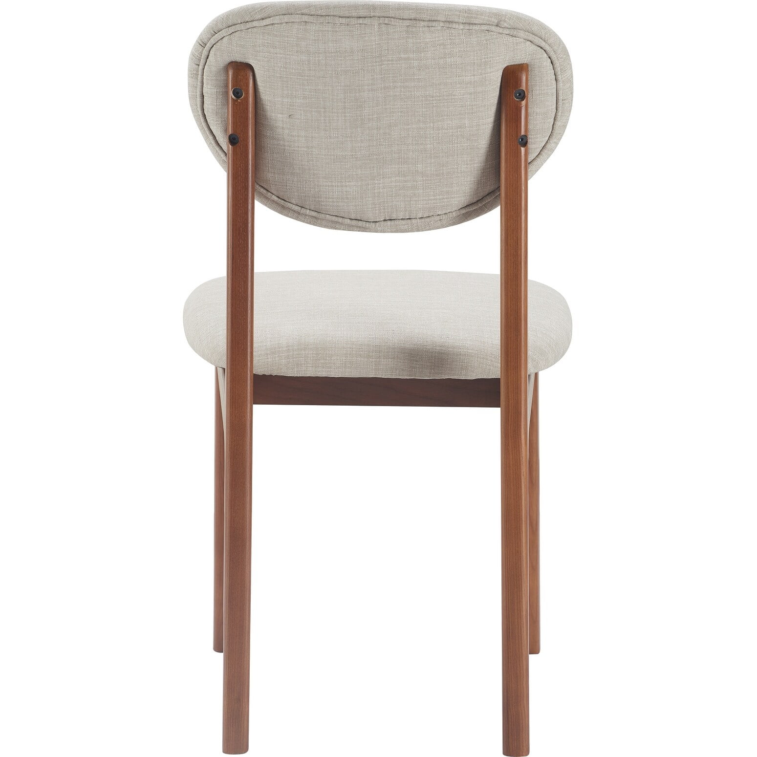 Light Gray Upholstered Wood Mid-Century Modern Dining Chairs