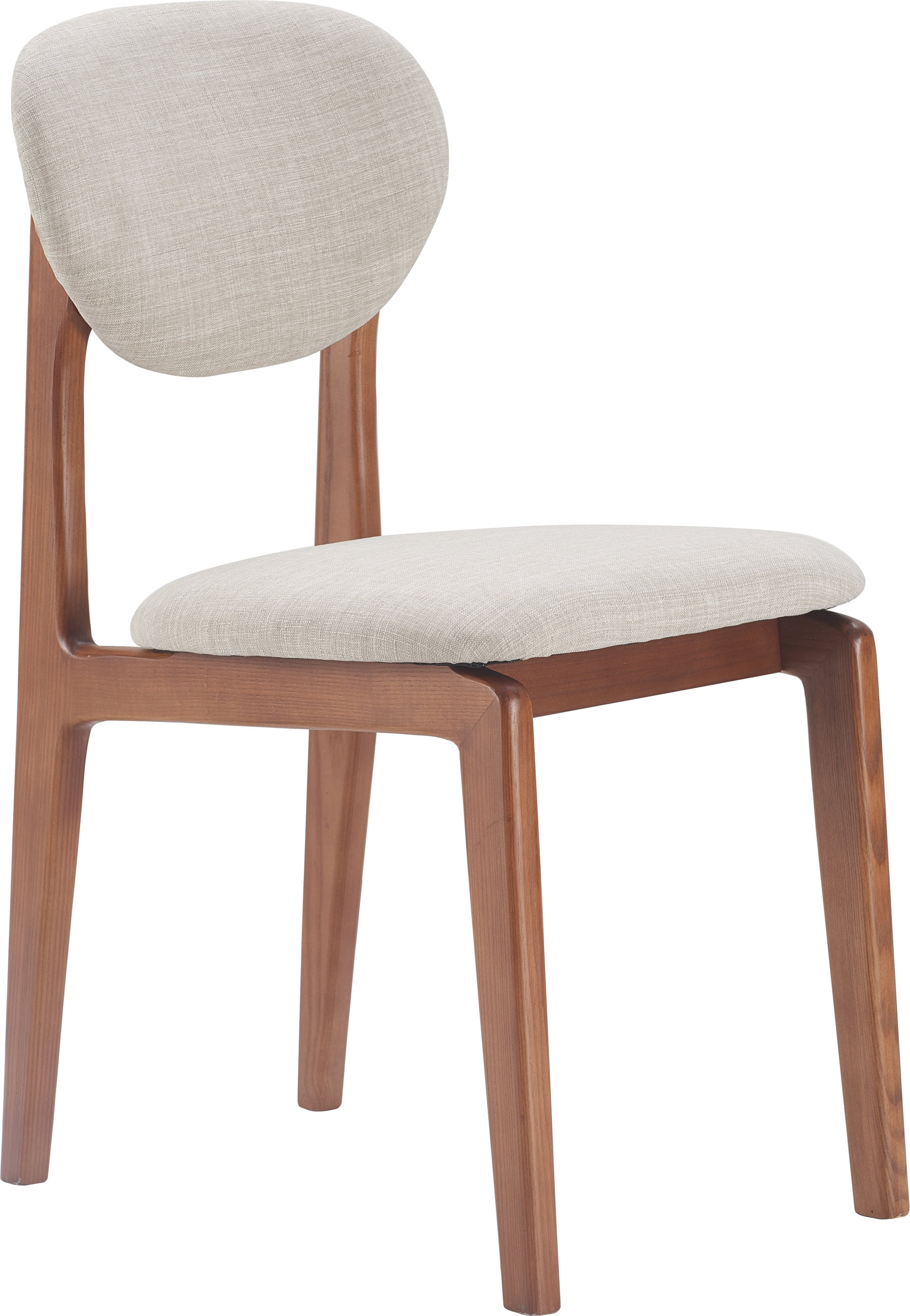 Light Gray Upholstered Wood Mid-Century Modern Dining Chairs