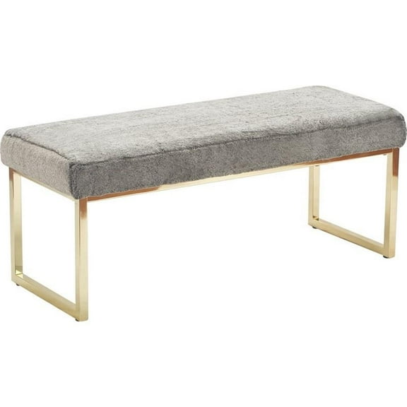 Elle Decor Giselle Chic Gold Bench Faux Fur