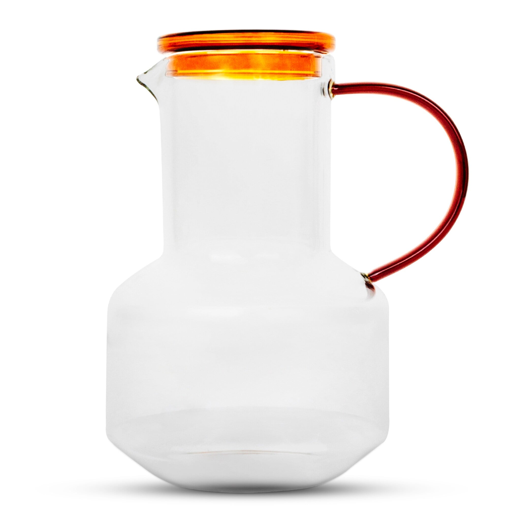 Elle Decor Clear Glass Pitcher with Amber Lid and Handle, 48-Ounce