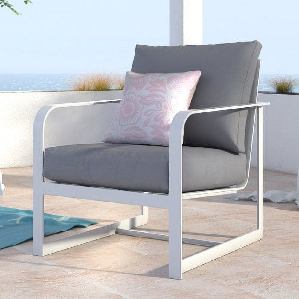 French White Metal Armchair with Cushions
