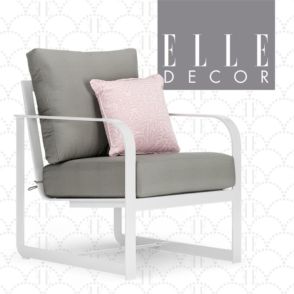 French White Metal Armchair with Cushions