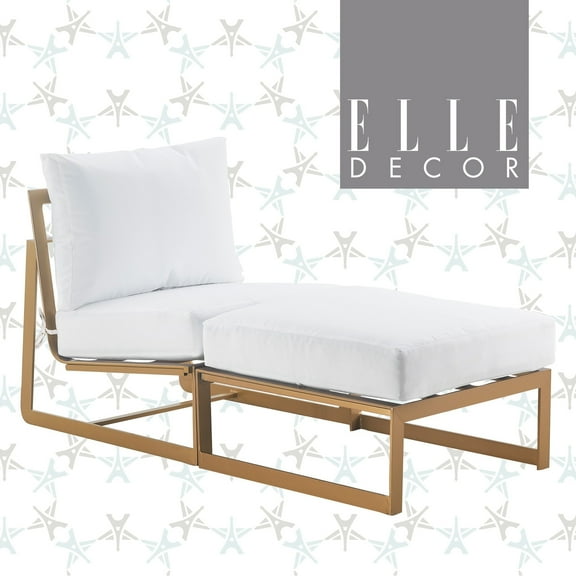 Elle Decor Mirabelle Outdoor Lounge Chair and Ottoman, Coffee Table, Gold Lounge Chair & Ottoman - Gold