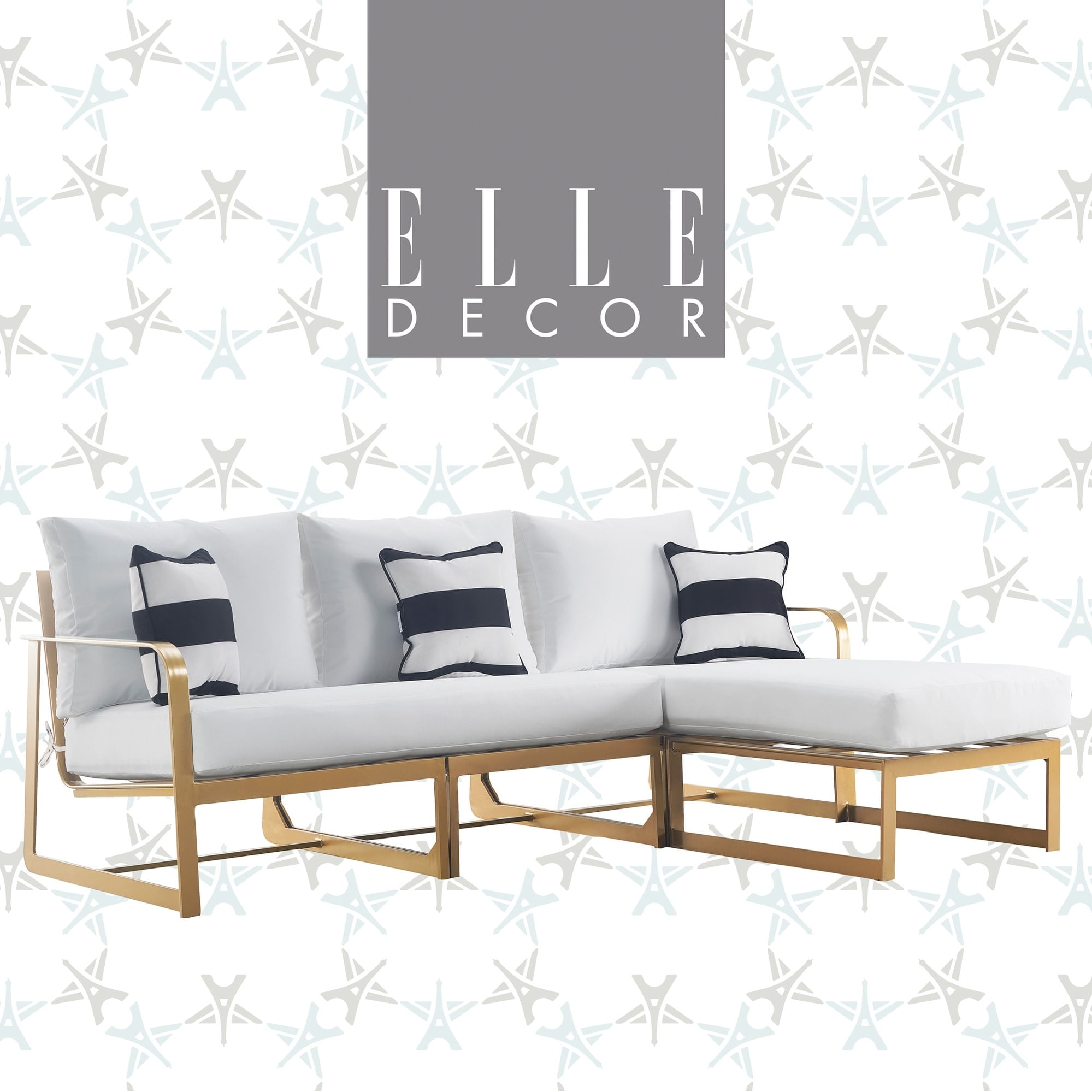 Elle Decor Mirabelle Outdoor Sectional Sofa, Gold