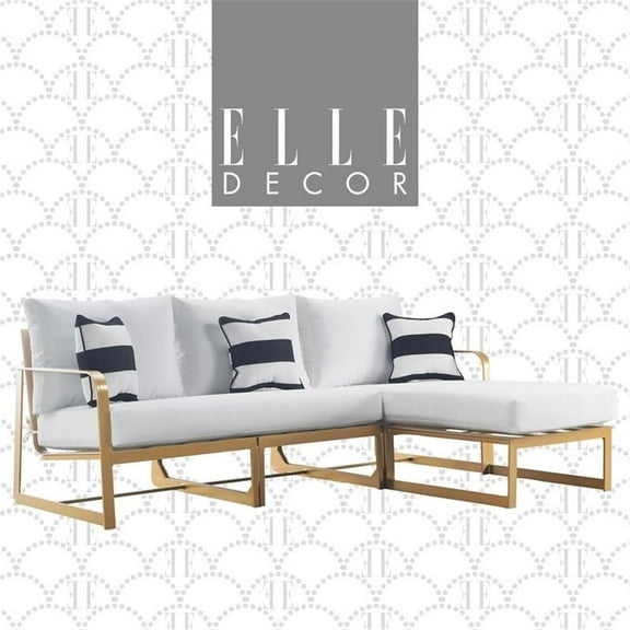 Elle Decor Mirabelle Outdoor Sectional in White and French Gold