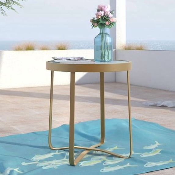Elle Decor Mirabelle Outdoor Side Table in French White