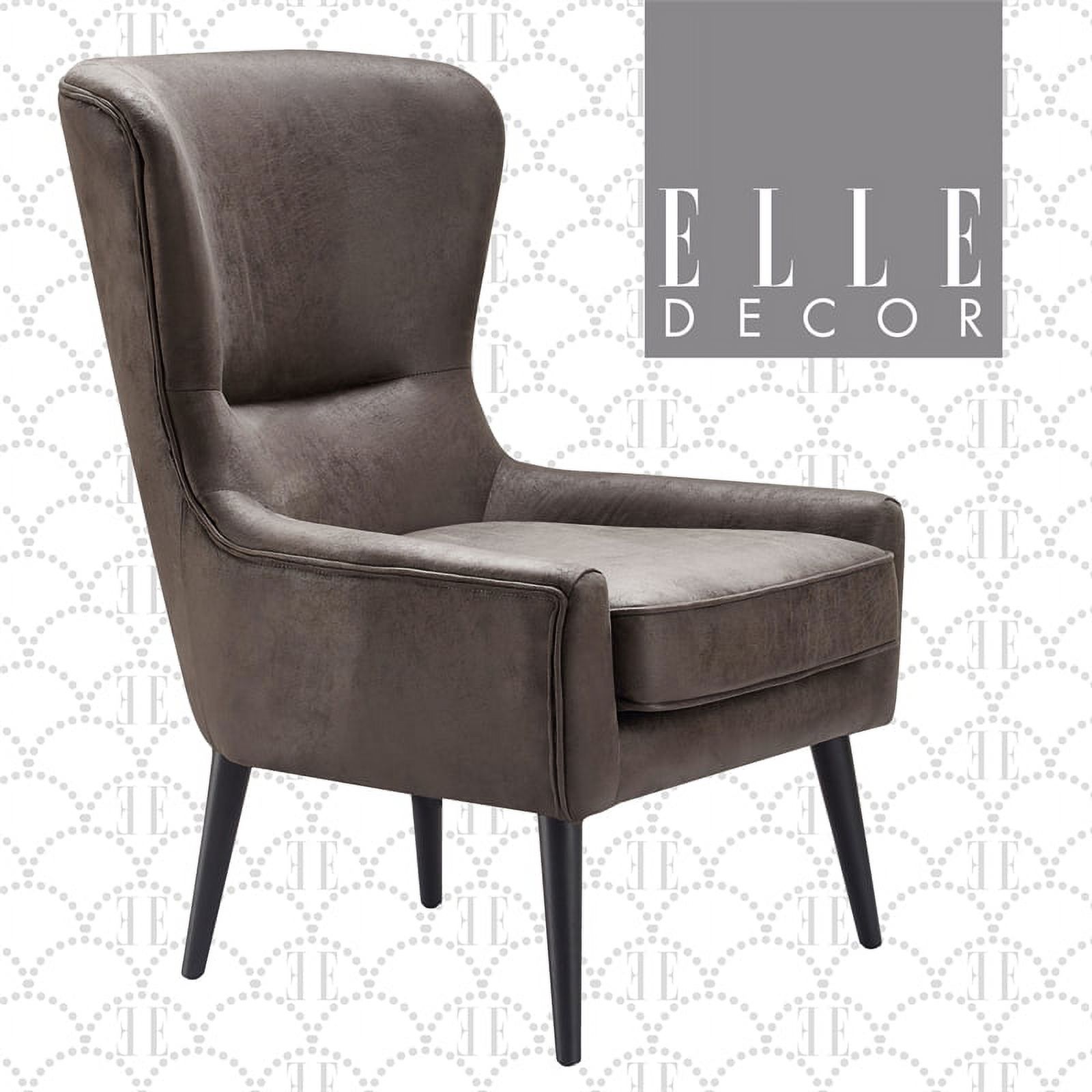 Elle Decor Modern Faux Leather Wingback Chair French Mocha Brown
