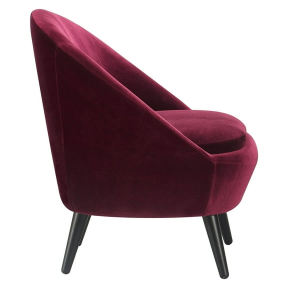 Elle Decor Nico Velvet Accent Chair and Ottoman Set Merlot Red