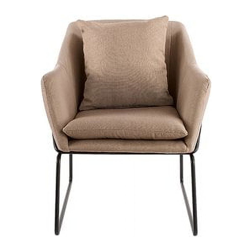 French Taupe Metal Frame Armchair with Flared Arms