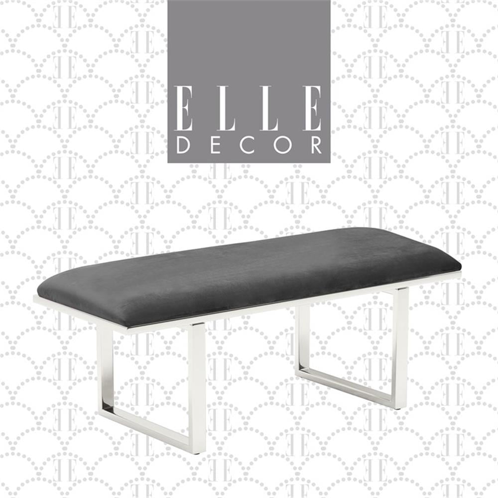Remi French Dark Gray Velvet Upholstered Entryway Bench