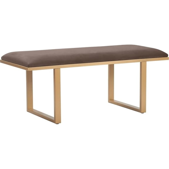 Elle Decor Remi Velvet Upholstered Bench Chocolate Brown