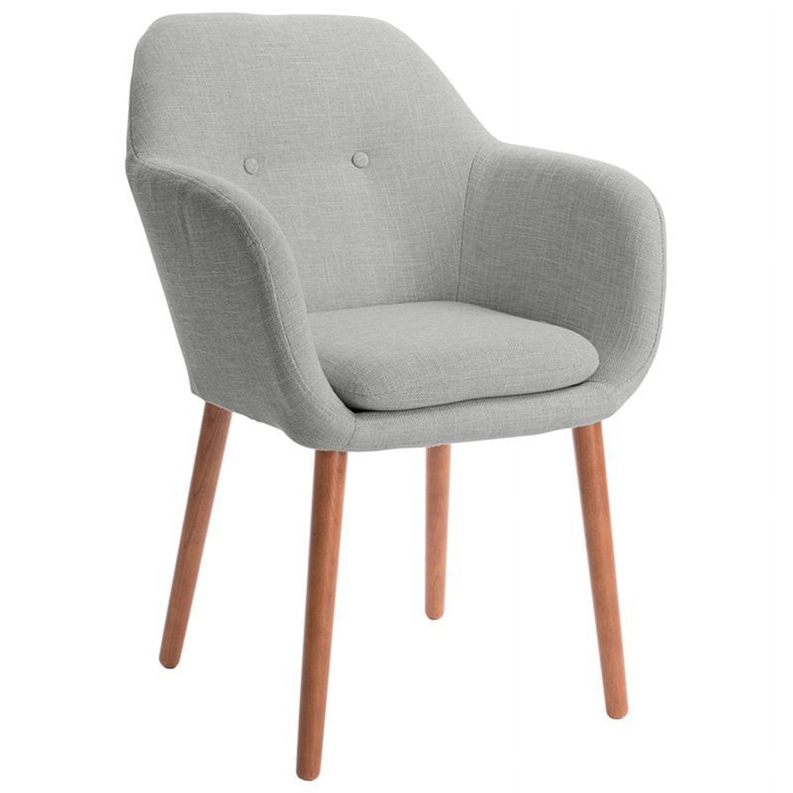 Mid-Century French Gray Accent Chair with Tapered Wooden Legs
