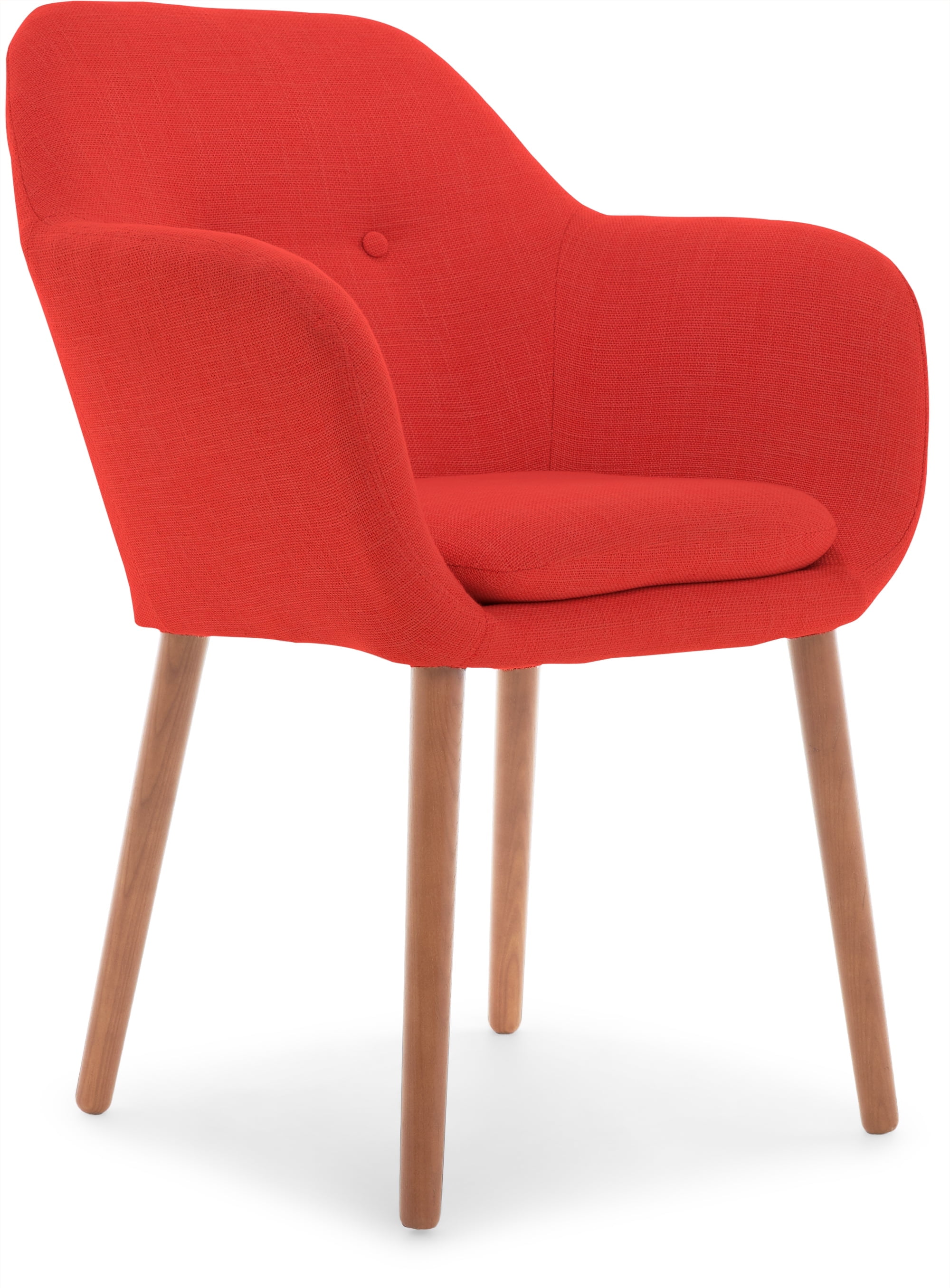 Chic French Red Mid-Century Accent Chair with Tapered Legs
