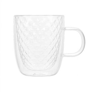 12 oz Glass Coffee Mugs - Set of 2 - Clear Double Wall Glasses - Insulated  Glassware with Handle - Large Espresso Latte Cappuccino or Tea Cup by Eparé  : : Home