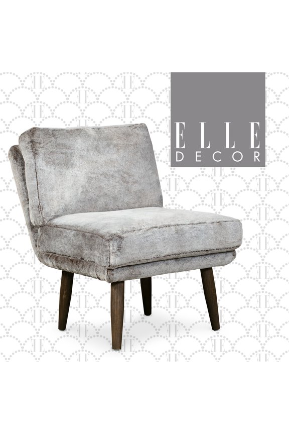 Sophie Armless Slipper Chair in Mink Brown Faux Fur