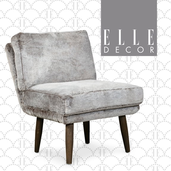 Elle Decor Sophie Armless Slipper Chair in Mink Brown Faux Fur