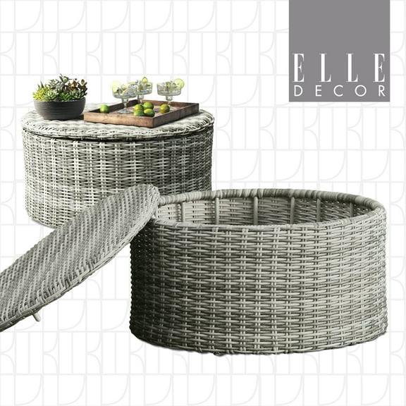 Elle Decor Vallauris Outdoor Coffee Table with Storage Grey