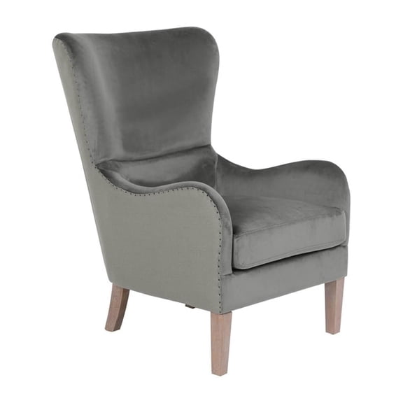 Elle Decor Wingback Chair in French Two Toned Gray