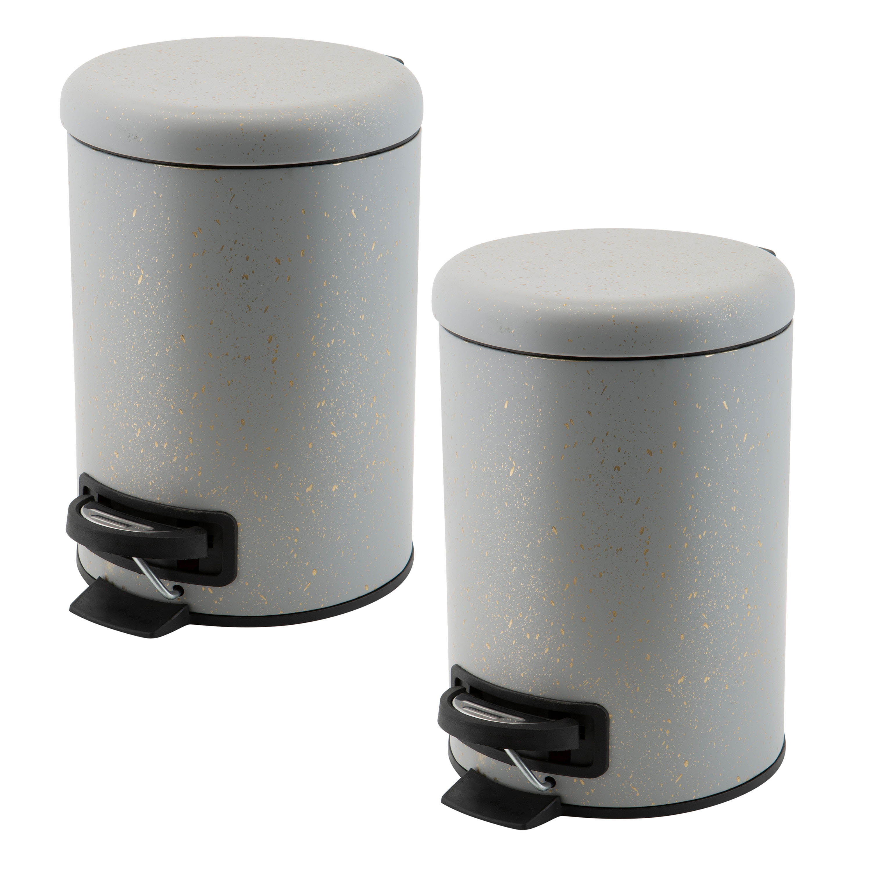 Elle Home 2 Pack Speckled Design 3 Liter Step Bin with Lid Iron