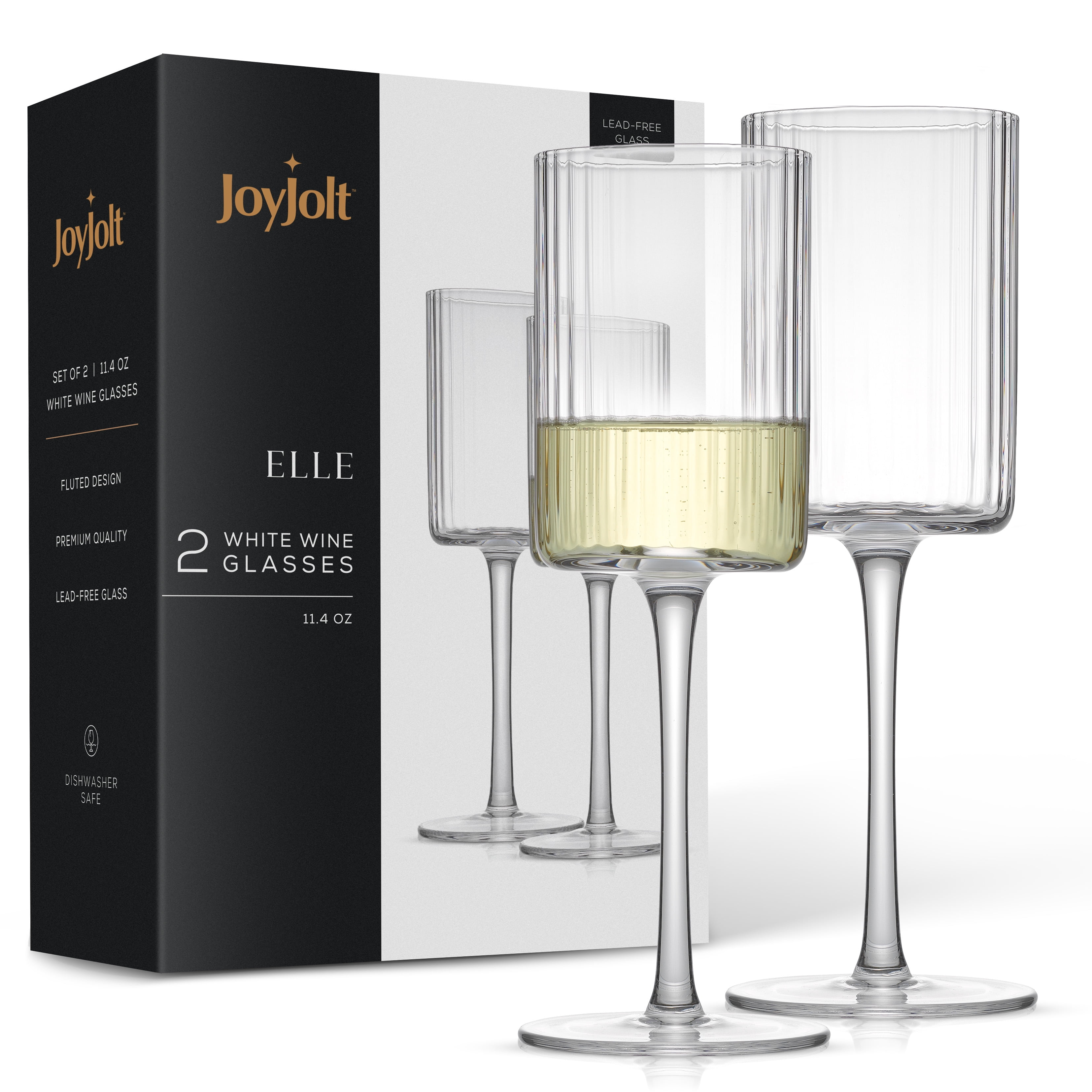 JoyJolt Meadow Butterfly 19 oz. Crystal Stemmed White Wine Glass Set (Set  of 2) JME10162 - The Home Depot