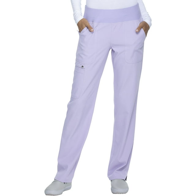 Elle Scrubs Pant for Women Mid Rise Straight Leg Pull-on EL130P, XL Petite, Lilac Sand
