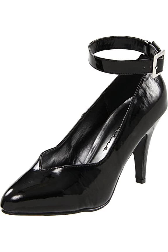 E-8241-D 4" Heel "D" Width Womens Pumps. W/Ankle Strap. 10 / Black