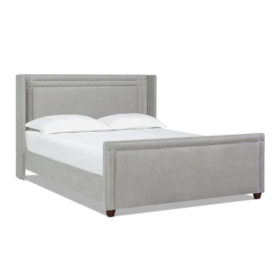 Elle Wingback Upholstered King Bed Silver Grey