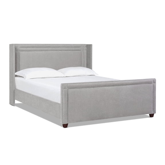 Elle Wingback Upholstered King Bed Silver Grey