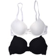 thumbnail image 1 of Elle Women's Bras Full Coverage Lace 2-Pack Cotton/Spandex Underwire White-Black, 1 of 7
