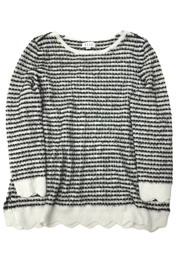 Womens Soft Black & White Stripe Pull-Over Sweater Top XX-Large