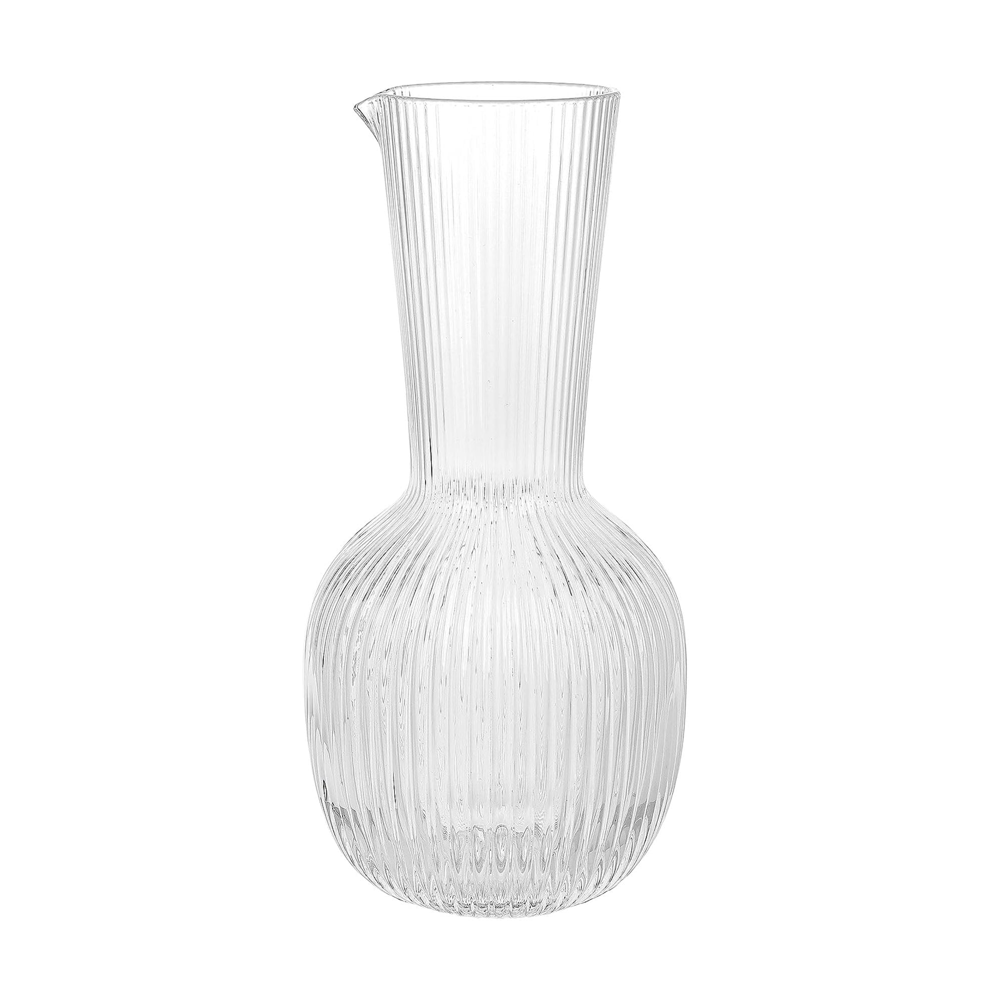 Elle Decor Ribbed Clear Glass Carafe, 40 oz