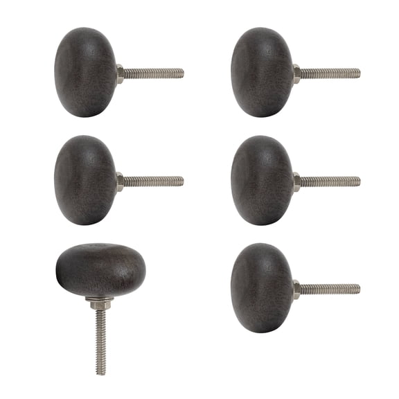 Ellementry Set of 6 Handcrafted Wooden Cabinet Knobs  Brown Mushroom Decorative Drawer Knobs for Dresser, Cupboard & Furniture  Artisan Furniture Hardware for Kitchen and Wardrobe