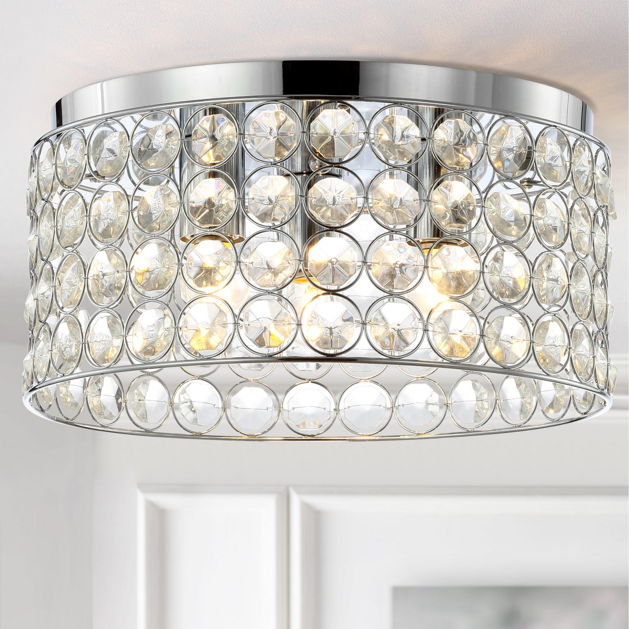 Ellen Crystal Chrome 15" LED Flush Mount Ceiling Light