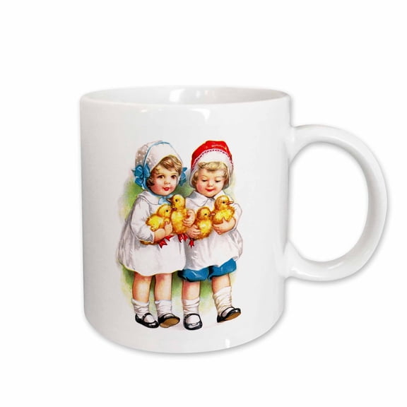 3drose, Ellen Clapsaddle – Boy and Girl Holding Chicklets, 11oz Mug