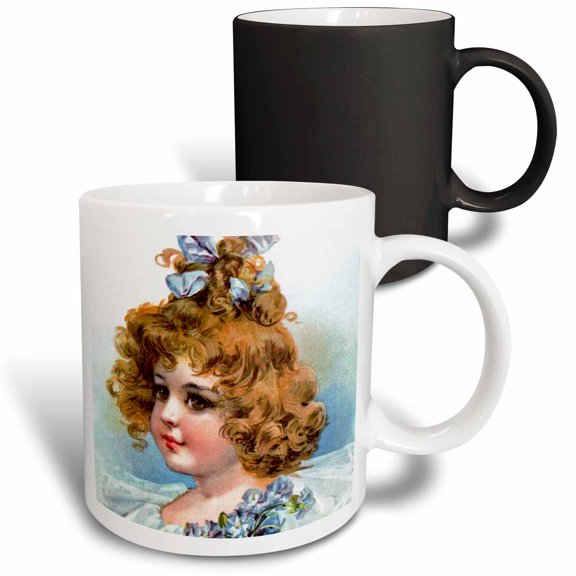 3drose, Ellen Clapsaddle – Girl in Green with Basket, 11oz Magic Transforming Mug